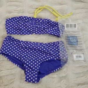 Gap Kids Girls Bikini Purple with White Hearts